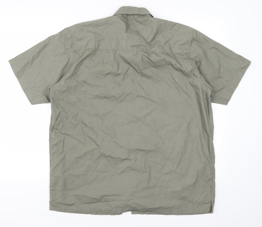 Mens UK Size L Cedar Wood State Green  Button-Up Short Sleeve Casual Shirt