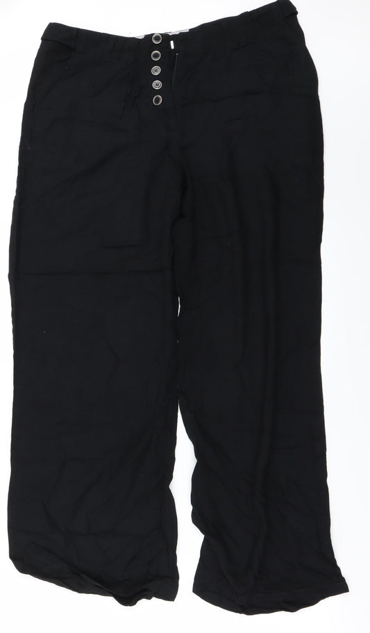 Womens UK Size 12 Preworn Regular Fit  Black Trousers