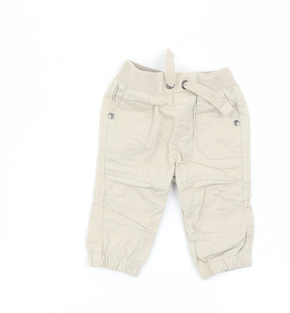 F&F Boys Beige   Cargo Trousers Size 0-3 Months