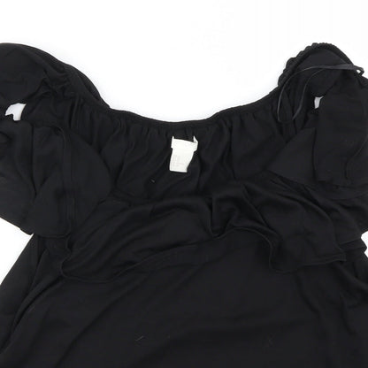 Womens UK Size XL H&M Black Basic Blouse