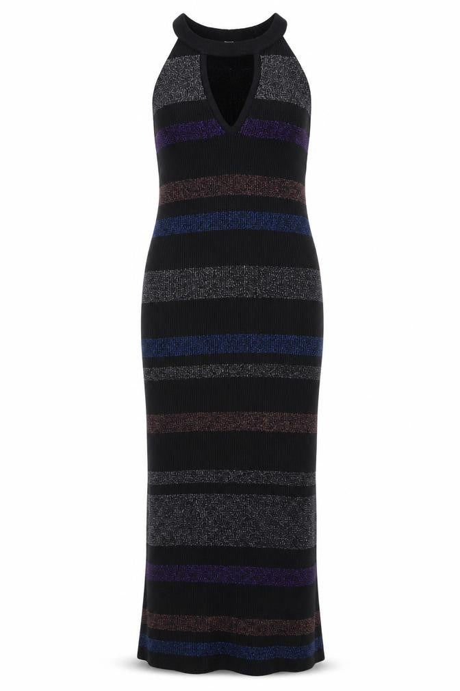 Womens Black Striped  Bodycon  Size M