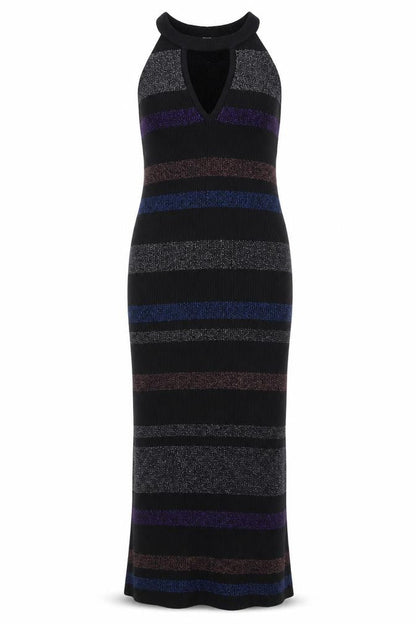 Womens Black Striped  Bodycon  Size M
