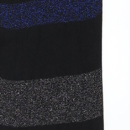 Preworn Womens Black Striped  Bodycon  Size M