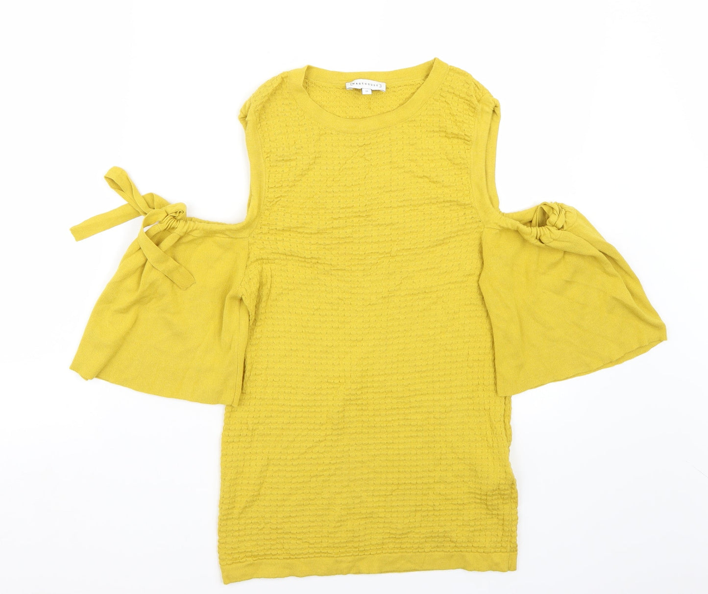 Womens UK Size 10 Warehouse Yellow Basic T-Shirt