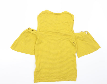 Womens UK Size 10 Warehouse Yellow Basic T-Shirt