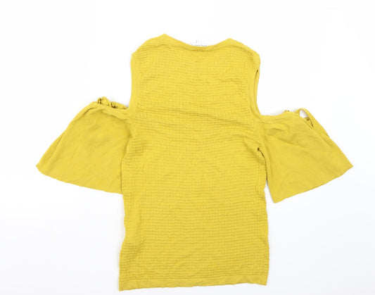 Womens UK Size 10 Warehouse Yellow Basic T-Shirt