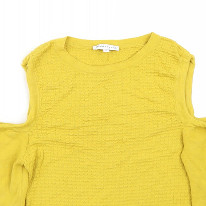 Womens UK Size 10 Warehouse Yellow Basic T-Shirt