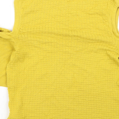 Womens UK Size 10 Warehouse Yellow Basic T-Shirt
