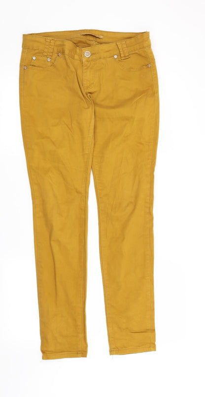Womens UK Size 32 Preworn Regular Fit Straight Yellow Jeans