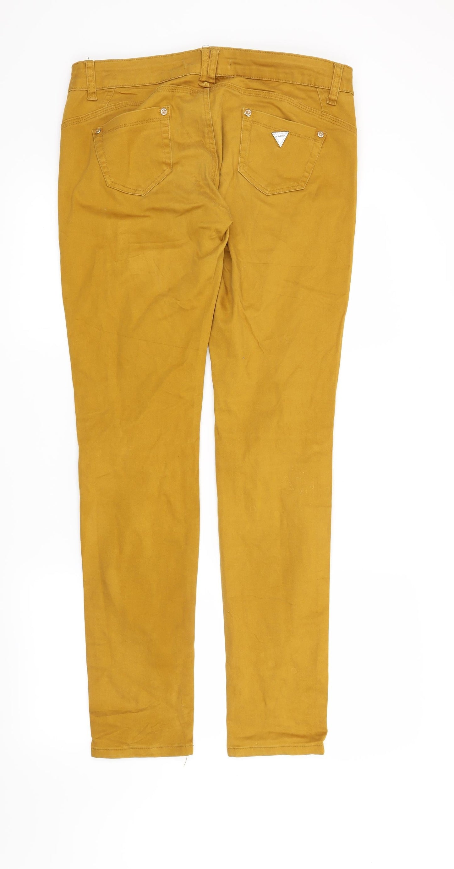 Womens UK Size 32 Preworn Regular Fit Straight Yellow Jeans