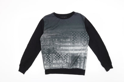 Rebel Boys Black   Pullover Sweatshirt Size 12-13 Years  - Stars and Stripes American flag