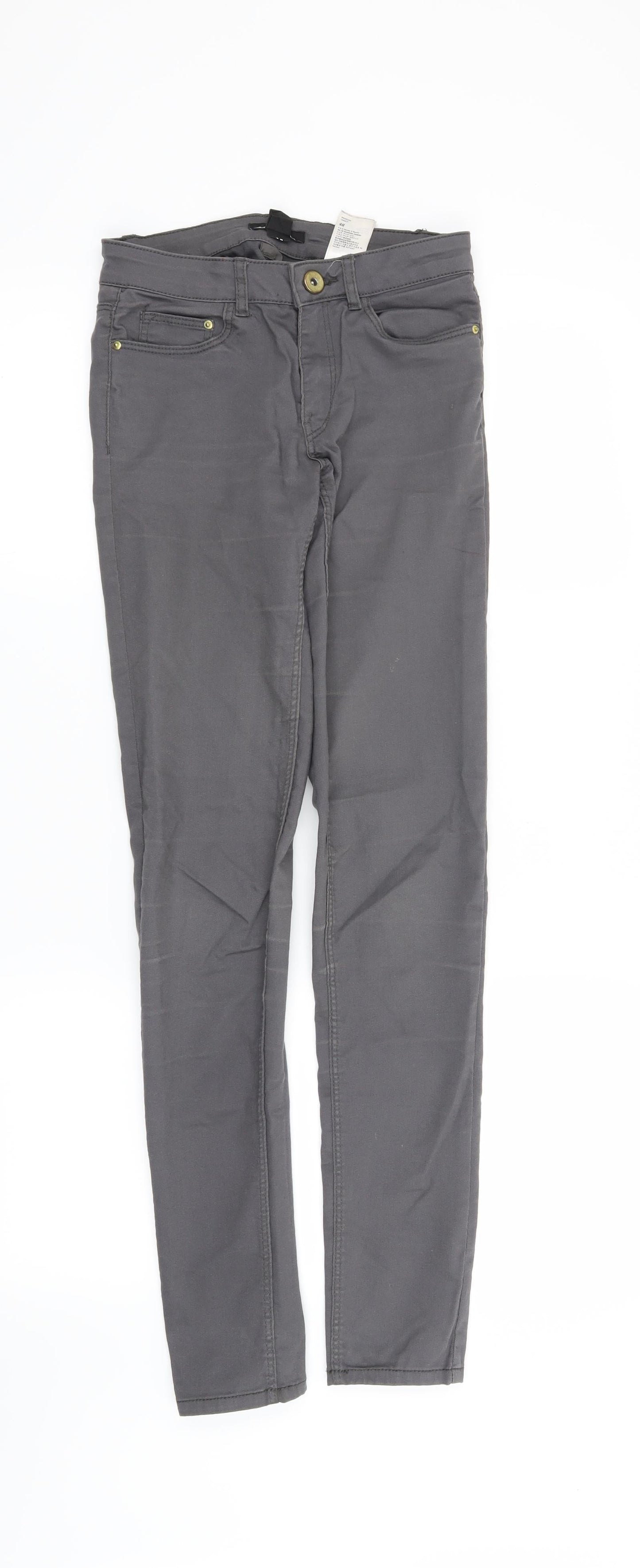 Womens UK Size 4 H&M Regular Fit Straight Grey Jeans