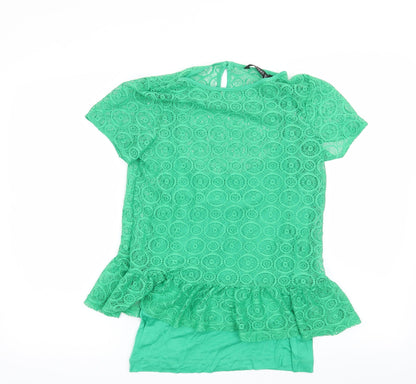 Dunnes Womens Green Geometric  Basic Blouse Size 10