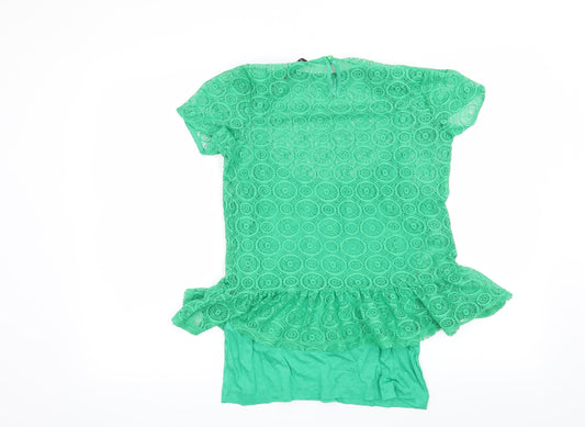 Dunnes Womens Green Geometric  Basic Blouse Size 10