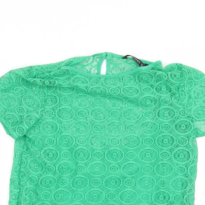 Dunnes Womens Green Geometric  Basic Blouse Size 10