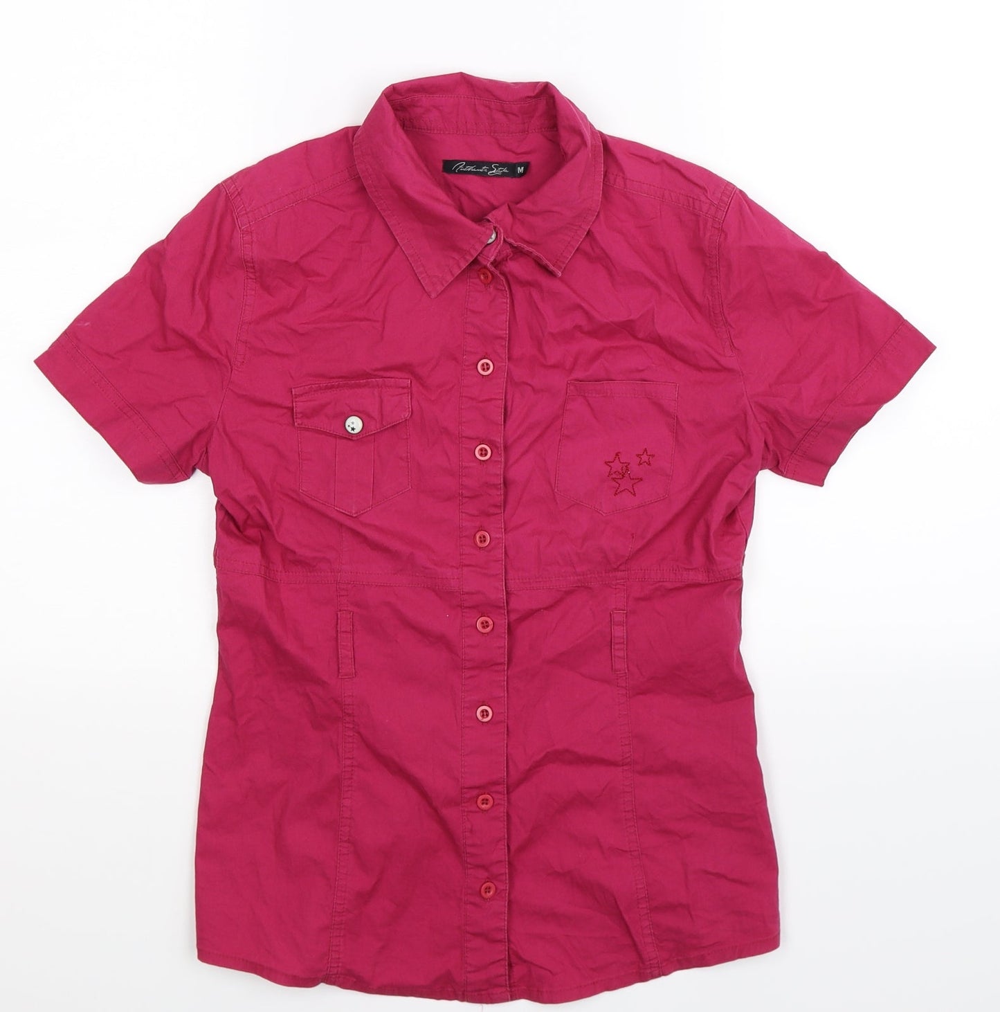 Womens UK Size M Preworn Pink Basic Button-Up