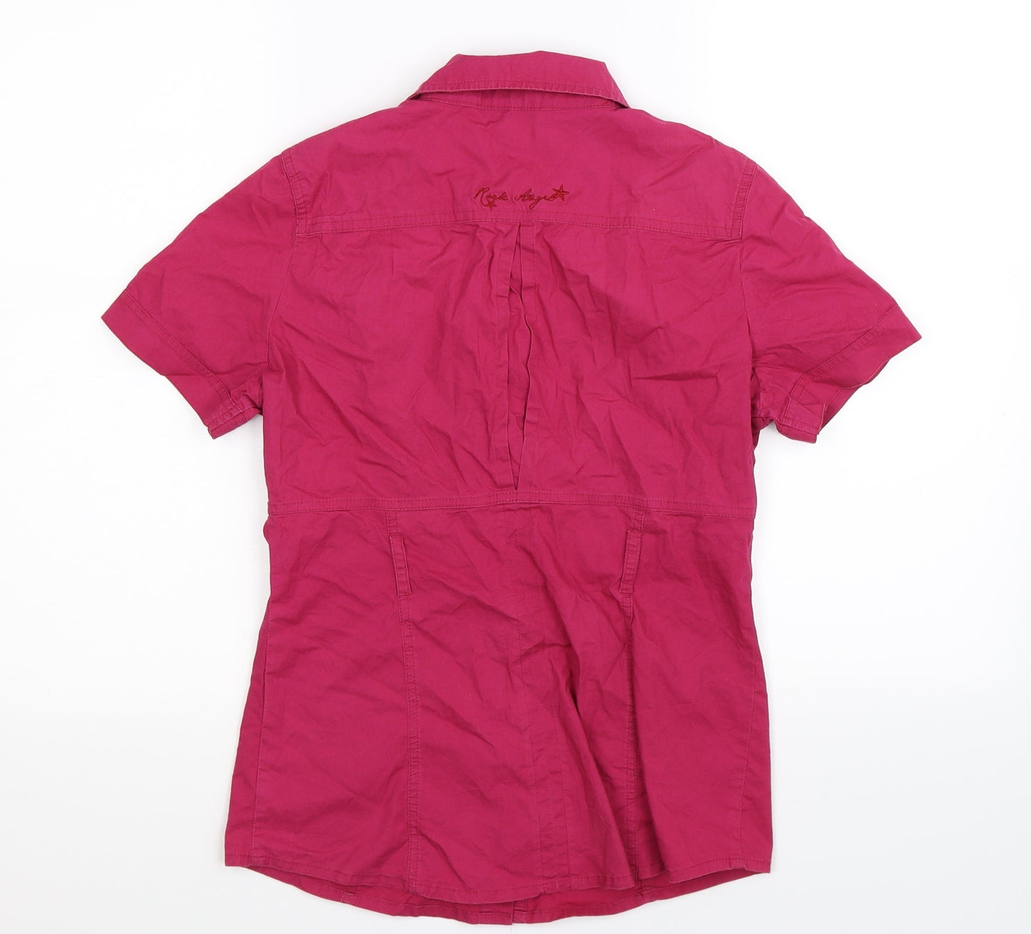 Womens UK Size M Preworn Pink Basic Button-Up