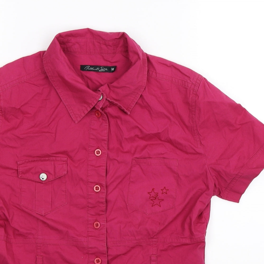 Womens UK Size M Preworn Pink Basic Button-Up