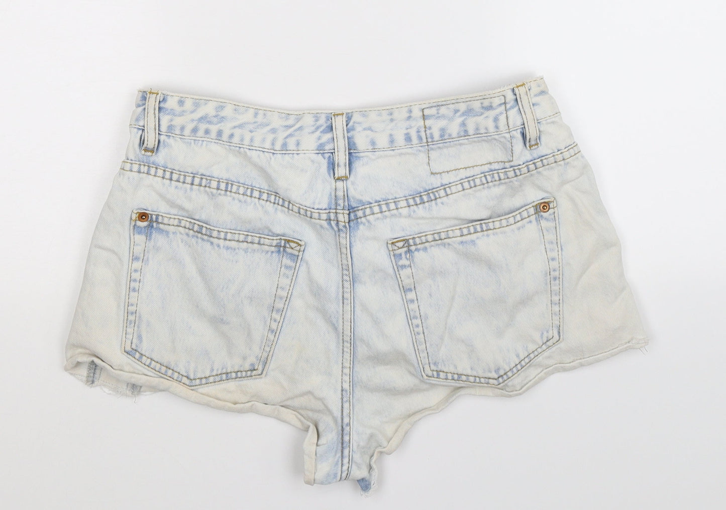 Pull&Bear Womens Blue  Denim Hot Pants Shorts Size 30 in - Distressed