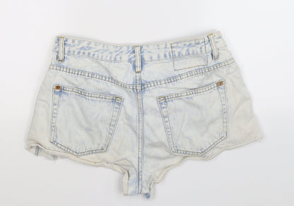 Pull&Bear Womens Blue  Denim Hot Pants Shorts Size 30 in - Distressed