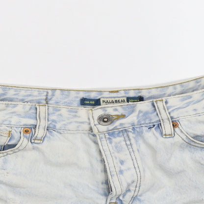 Pull&Bear Womens Blue  Denim Hot Pants Shorts Size 30 in - Distressed