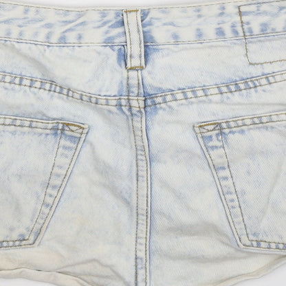 Pull&Bear Womens Blue  Denim Hot Pants Shorts Size 30 in - Distressed