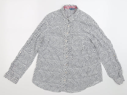Fleur Bleue Womens White Floral  Basic Button-Up Size XL