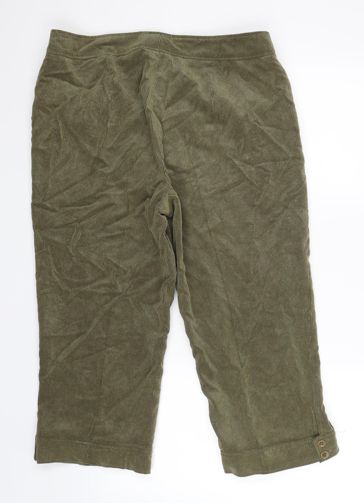 FSR Womens Green Floral Corduroy Cropped Trousers Size 34 in L23 in