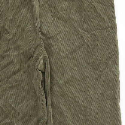 FSR Womens Green Floral Corduroy Cropped Trousers Size 34 in L23 in