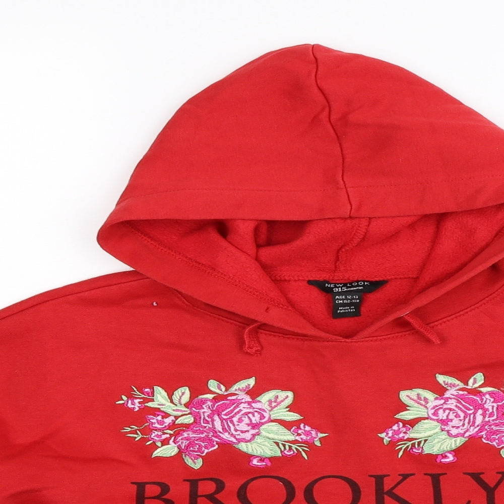 New Look Girls Red   Pullover Hoodie Size 12-13 Years  - Cropped