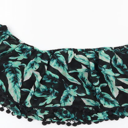 Boohoo Womens Black Floral  Cropped Tank Size L