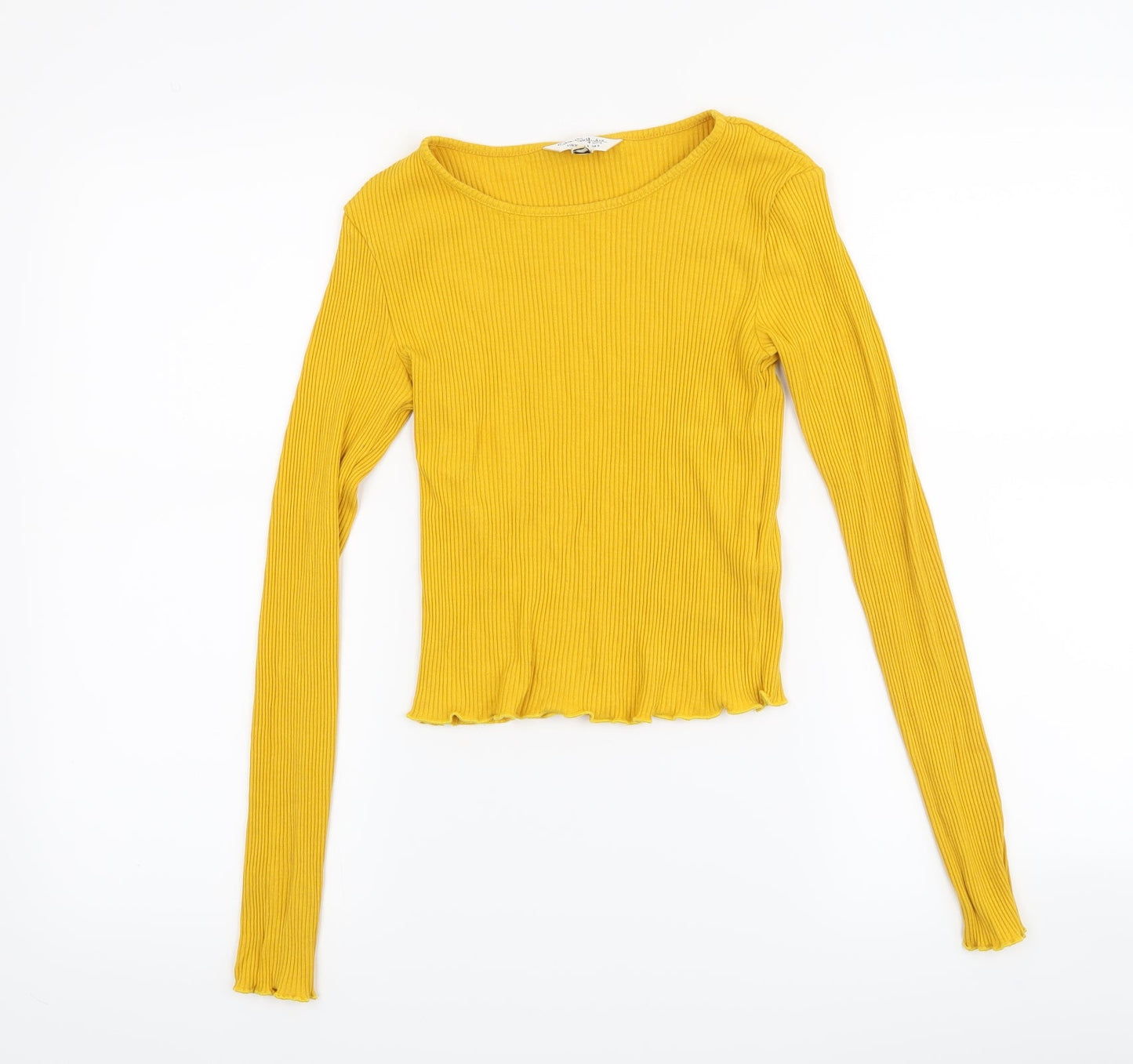Womens UK Size 8 Topshop Yellow Cropped Blouse
