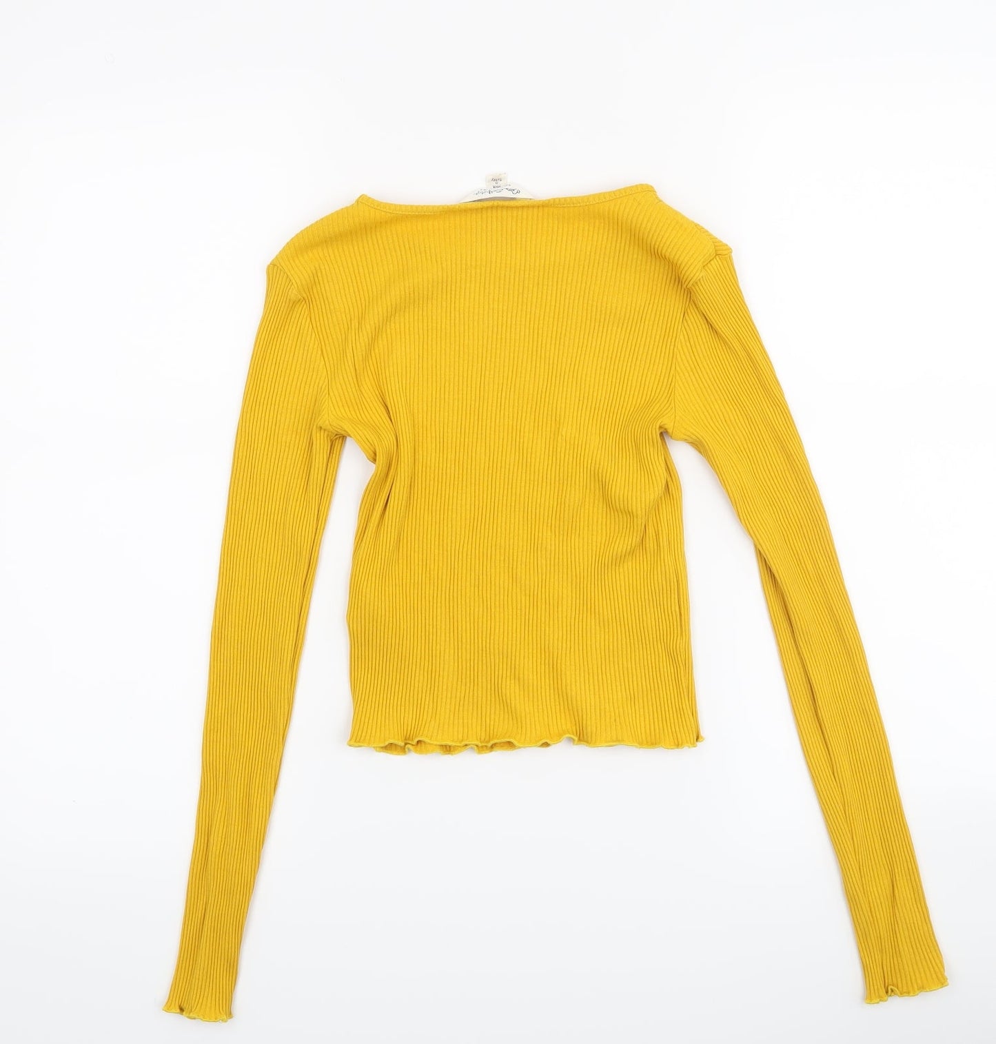 Womens UK Size 8 Topshop Yellow Cropped Blouse