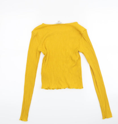 Womens UK Size 8 Topshop Yellow Cropped Blouse