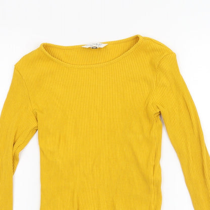 Womens UK Size 8 Topshop Yellow Cropped Blouse