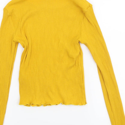Womens UK Size 8 Topshop Yellow Cropped Blouse