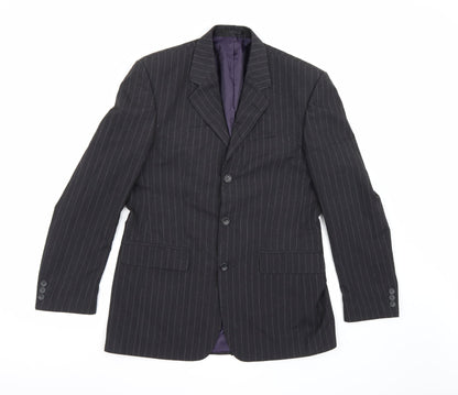 George Mens Grey Striped Rayon Jacket Suit Jacket Size 38