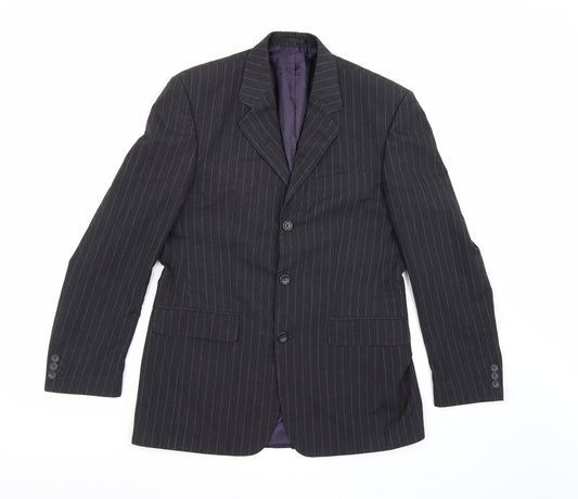 George Mens Grey Striped Rayon Jacket Suit Jacket Size 38