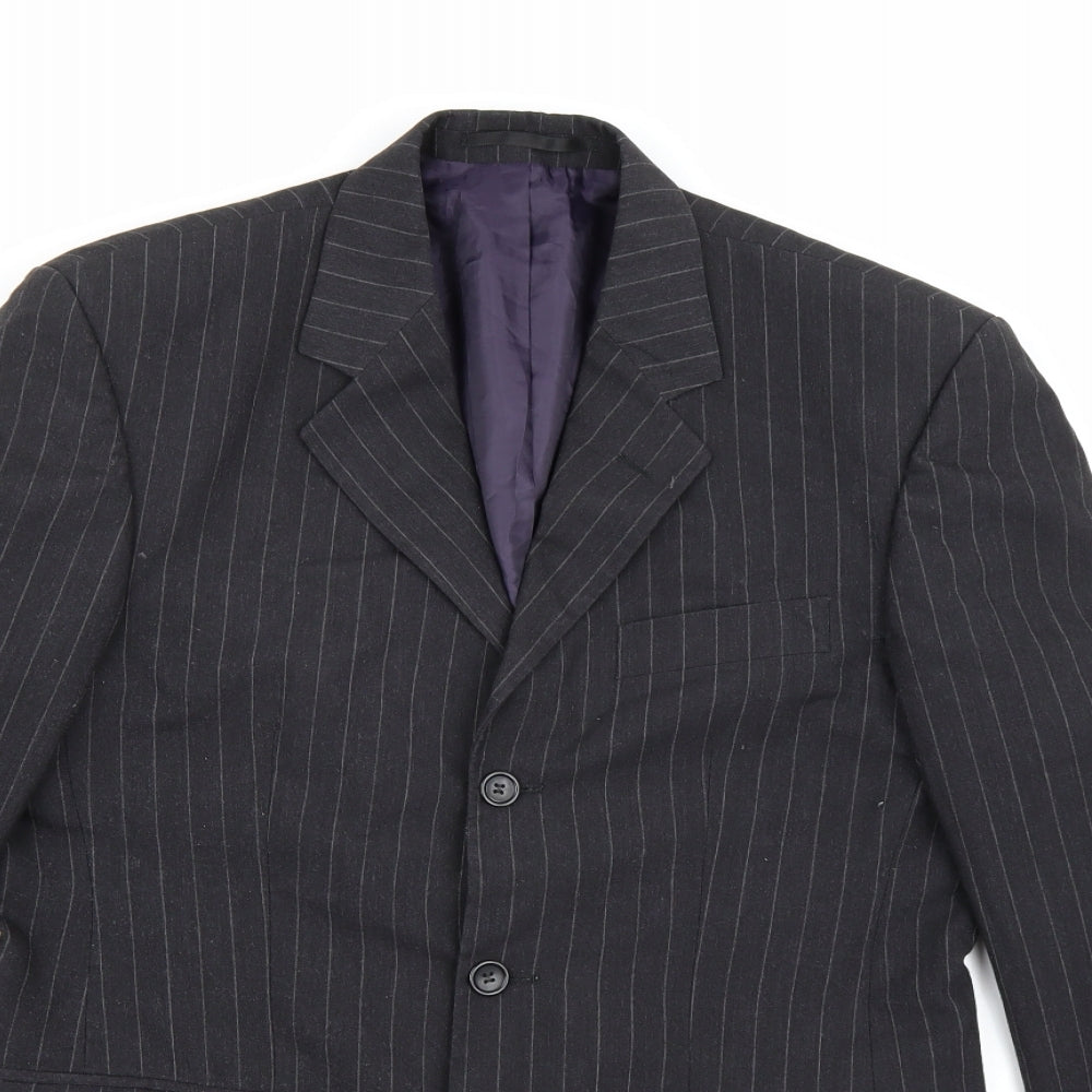 George Mens Grey Striped Rayon Jacket Suit Jacket Size 38