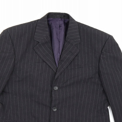 George Mens Grey Striped Rayon Jacket Suit Jacket Size 38