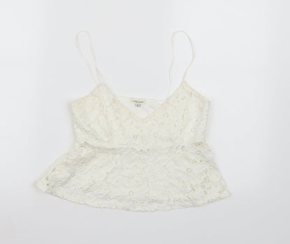 Womens UK Size 8 River Island White Cropped Tank