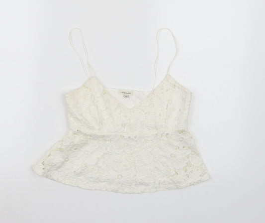 Womens UK Size 8 River Island White Cropped Tank