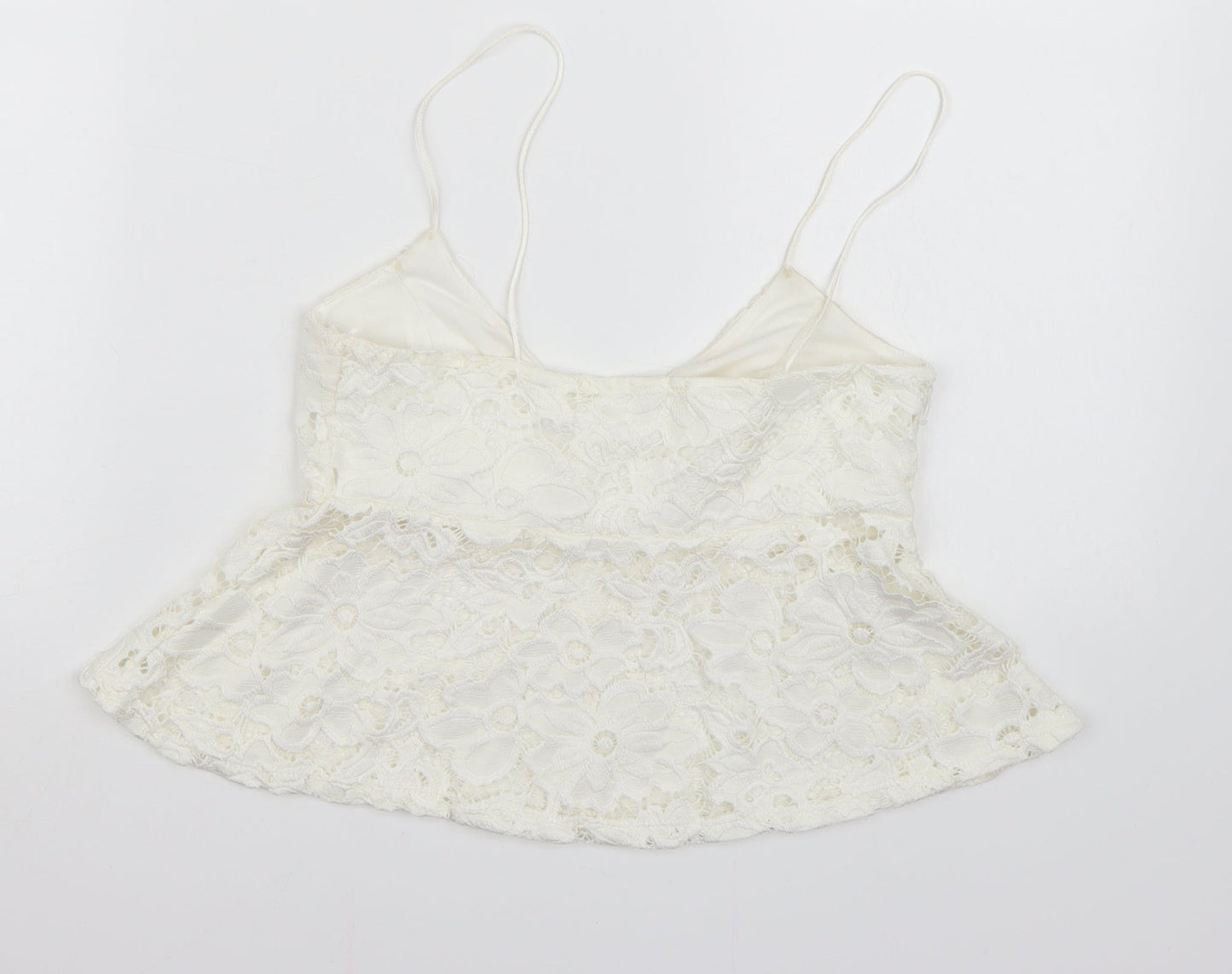 Womens UK Size 8 River Island White Cropped Tank