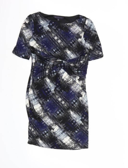 Marks and Spencer Womens Blue Geometric  A-Line  Size 8