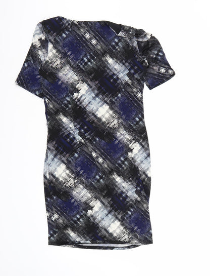 Marks and Spencer Womens Blue Geometric  A-Line  Size 8