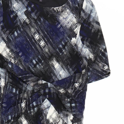 Marks and Spencer Womens Blue Geometric  A-Line  Size 8