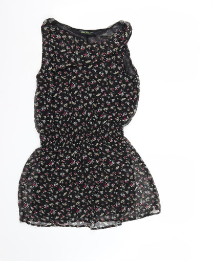 Miss Harvey Womens Black Floral Chiffon A-Line  Size 10