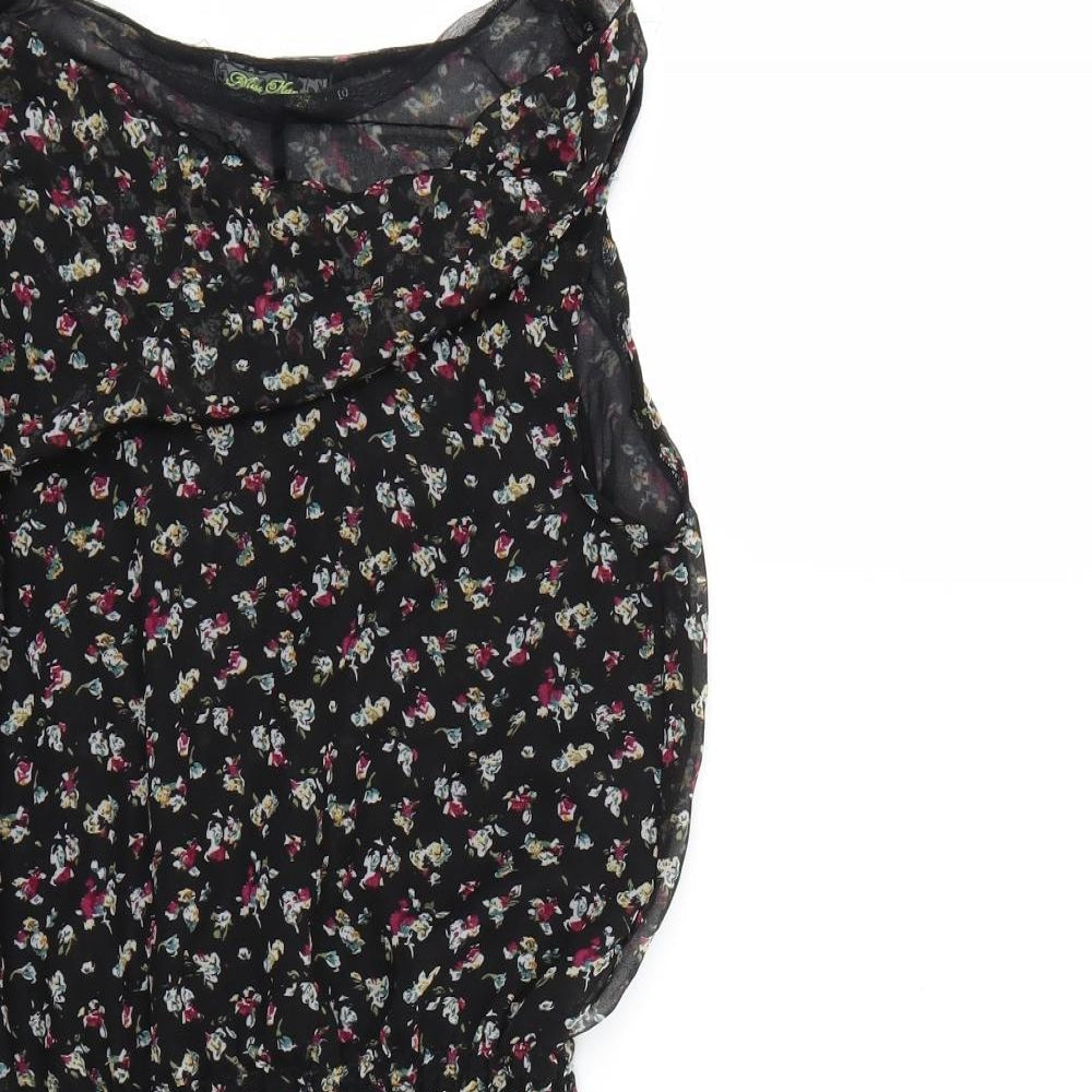 Miss Harvey Womens Black Floral Chiffon A-Line  Size 10