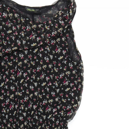 Miss Harvey Womens Black Floral Chiffon A-Line  Size 10