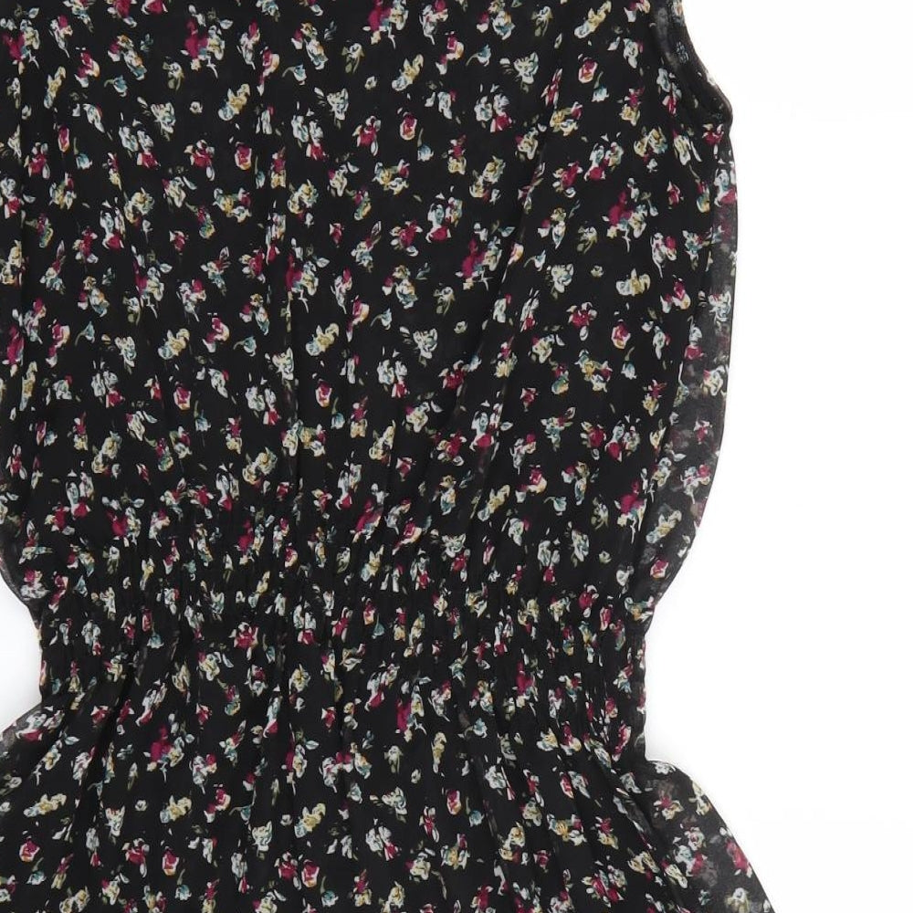 Miss Harvey Womens Black Floral Chiffon A-Line  Size 10